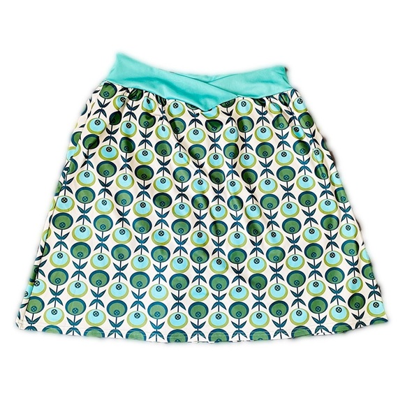 Misslook Retro Midi-Skirt 70’s Inspired Groovy Olive Printed MCM Style Size L - Picture 5 of 8